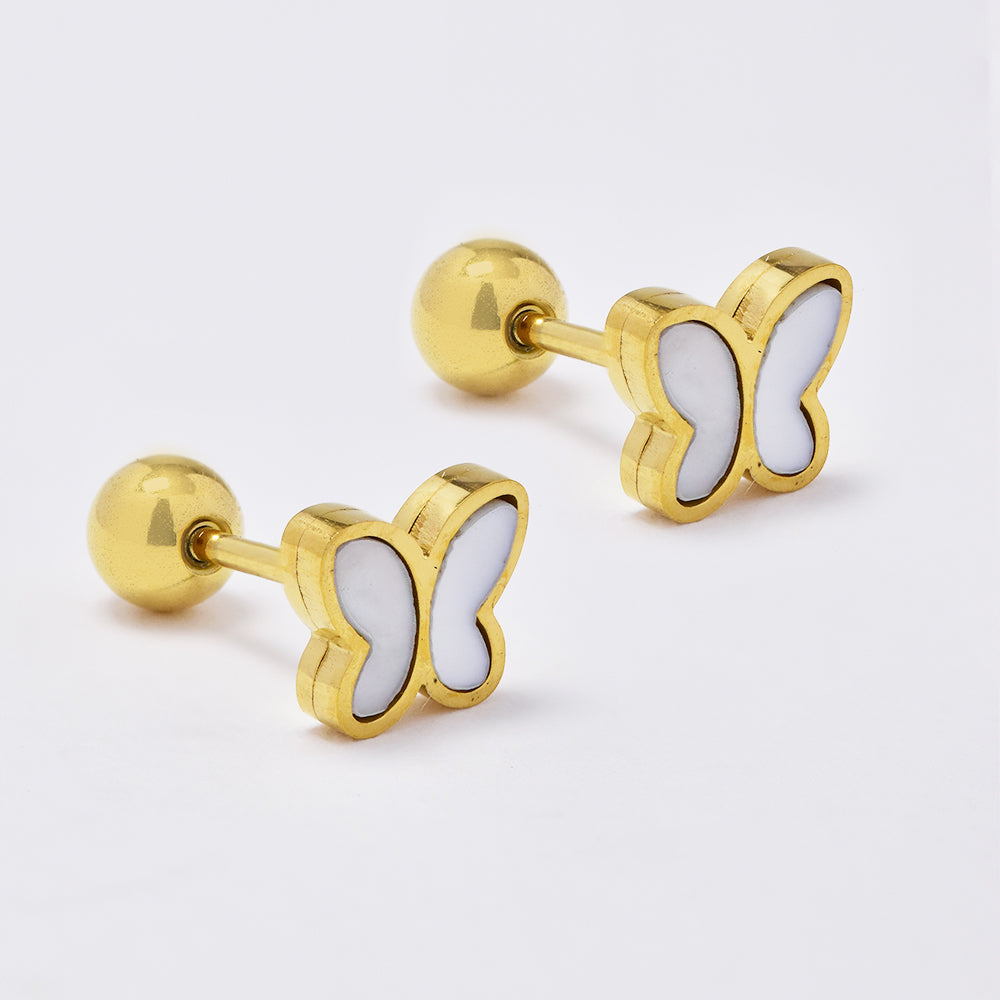 Stainless steel butterfly stud with ball closure - SSYE5124