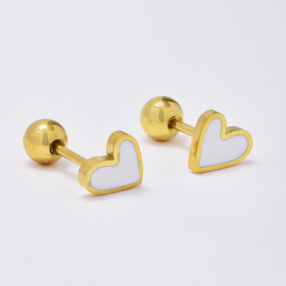Stainless steel heart stud with ball closure - SSYE5125