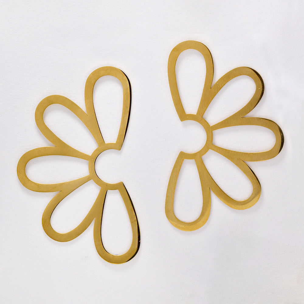 Stainless steel gold half half flower earring - SSYE5187
