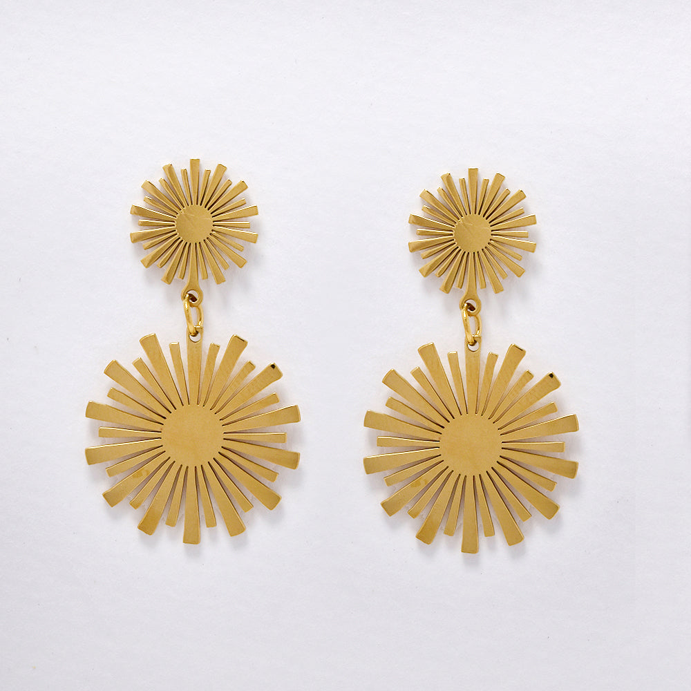 Stainless steel gold double flower earring - SSYE5198