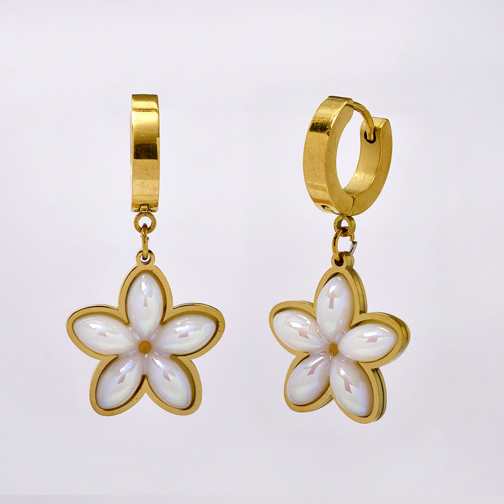Stainless steel gold pearl flower earring - SSYE5200