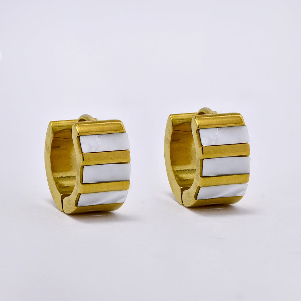 Stainless steel gold shell huggie earring - SSYE5204