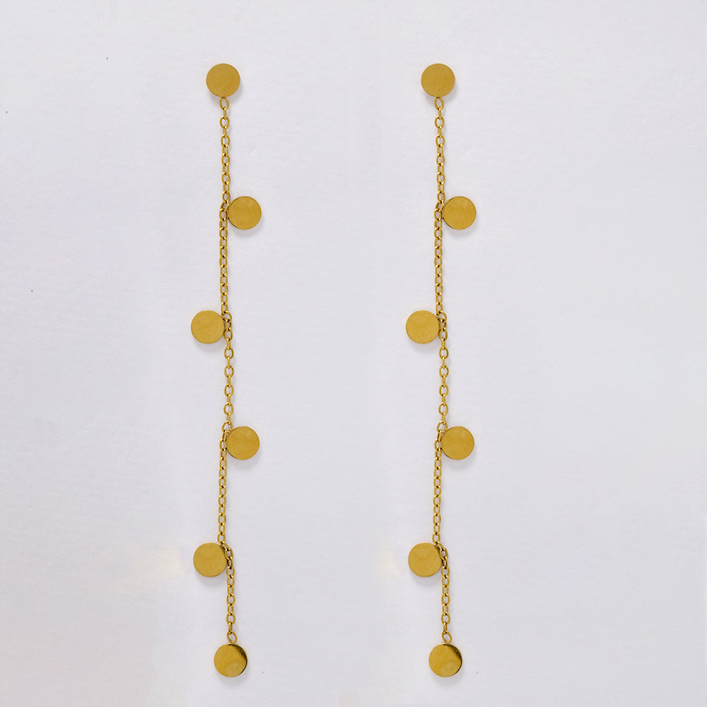 Stainless steel gold disk thread earring - SSYE5205