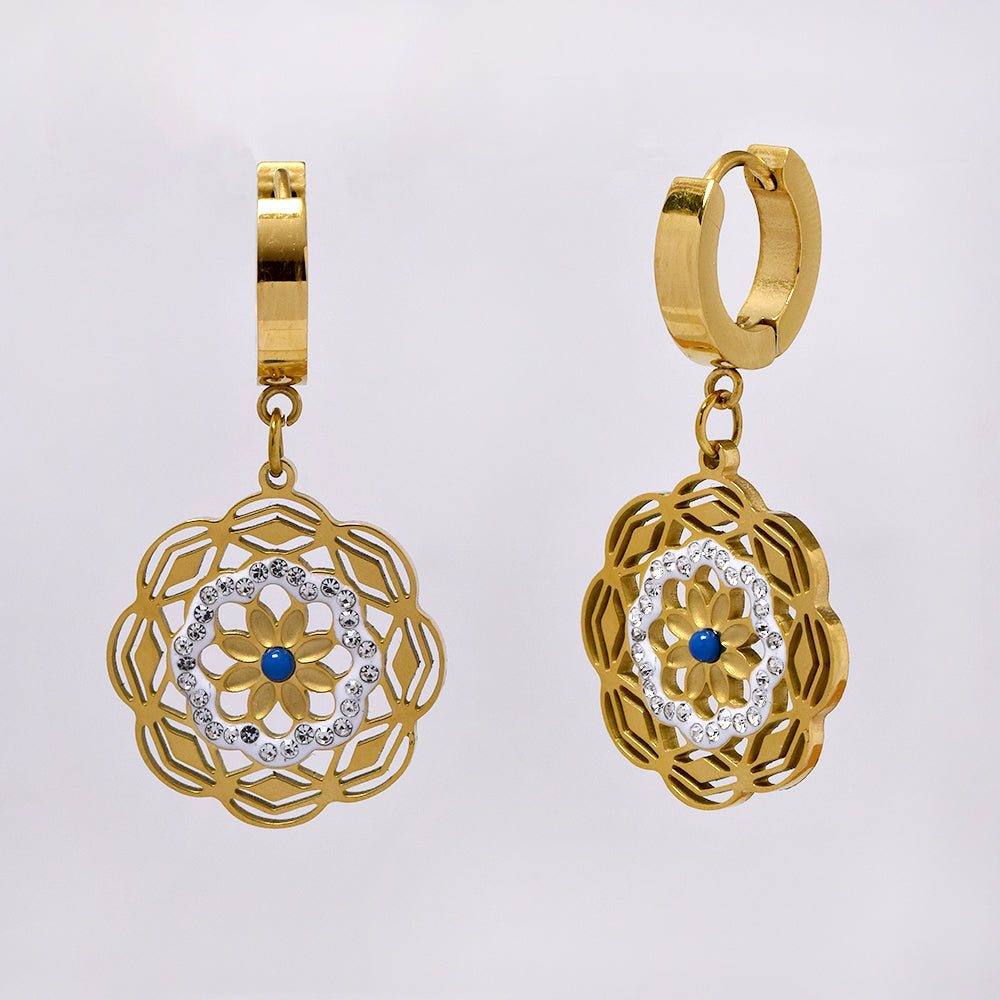 New Gold stainless steel EARRINGS full ear cuff flower. Non tarnish