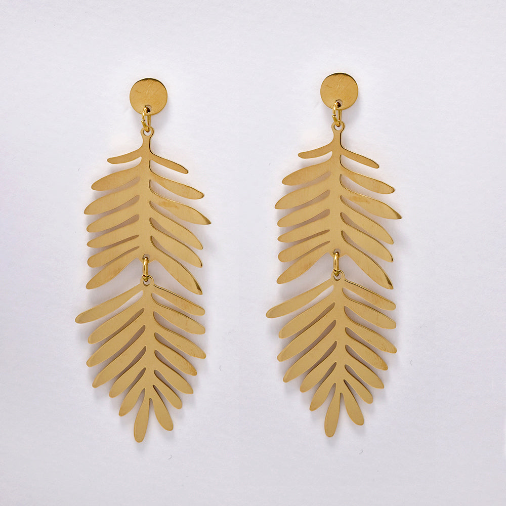 Stainless steel gold leaf earring - SSYE5216