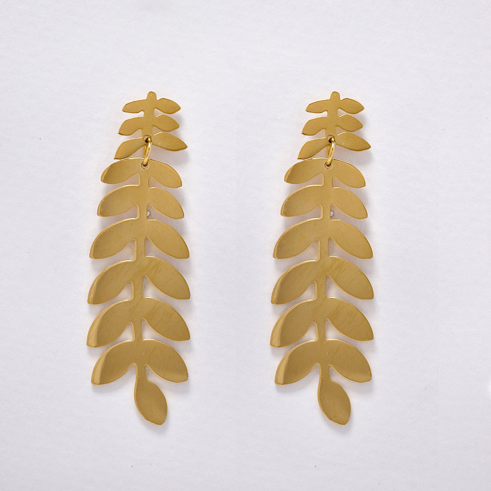 Stainless steel gold leaf earring - SSYE5221