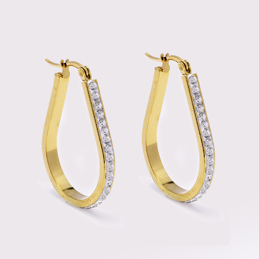 Stainless steel crystal hoops - SSYE5222
