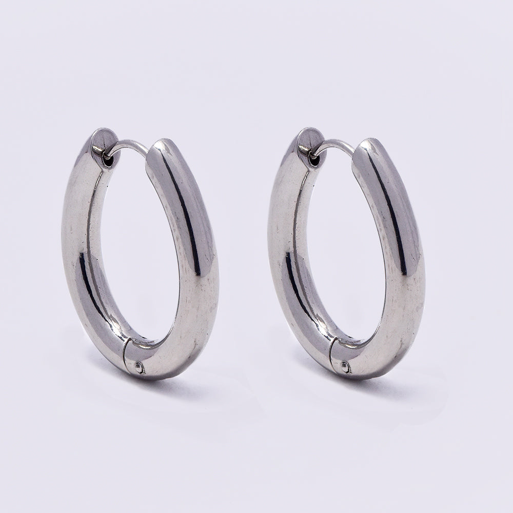 Stainless steel 24x3.5mm Oval hoop earring - SSYE5229