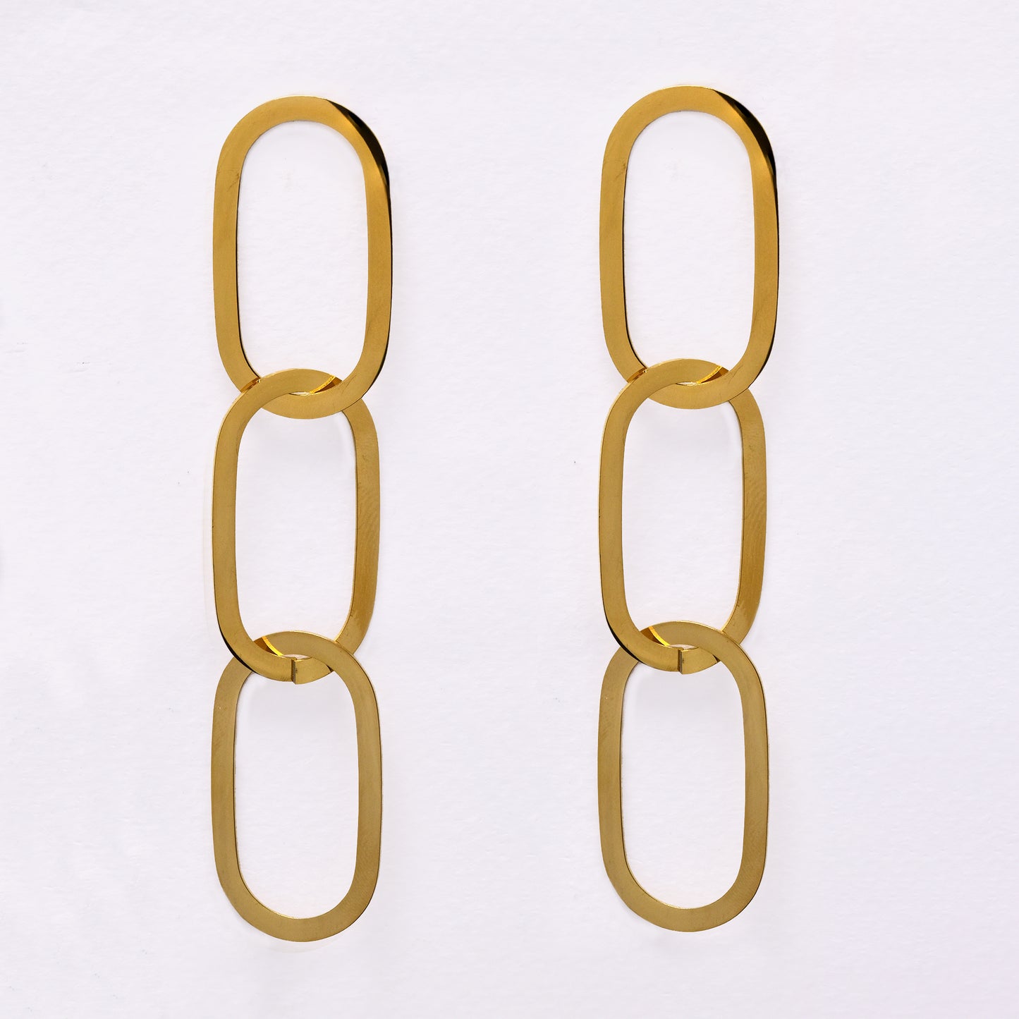 Stainless steel 9.5cm large chain link stud earrings - SSYE5239