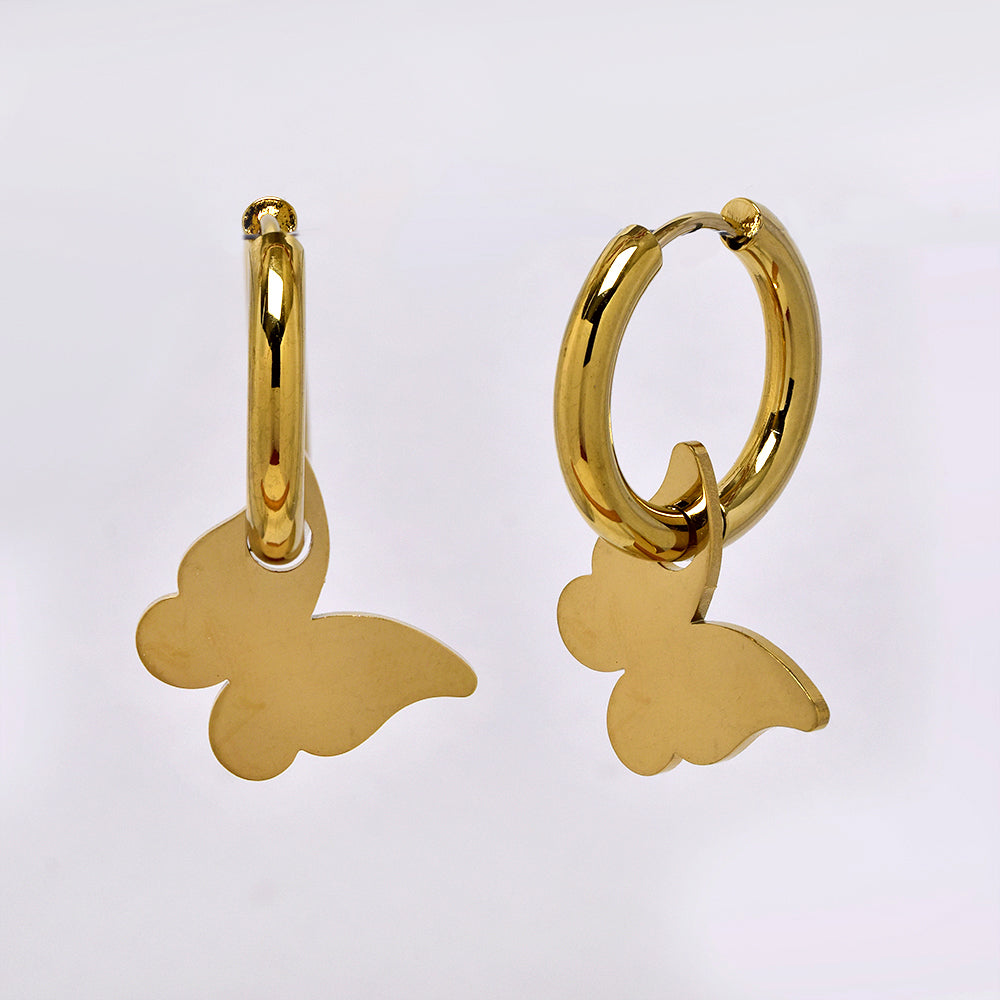 SSYE5287 - Steel 3mm x 20mm hoop with butterfly charm