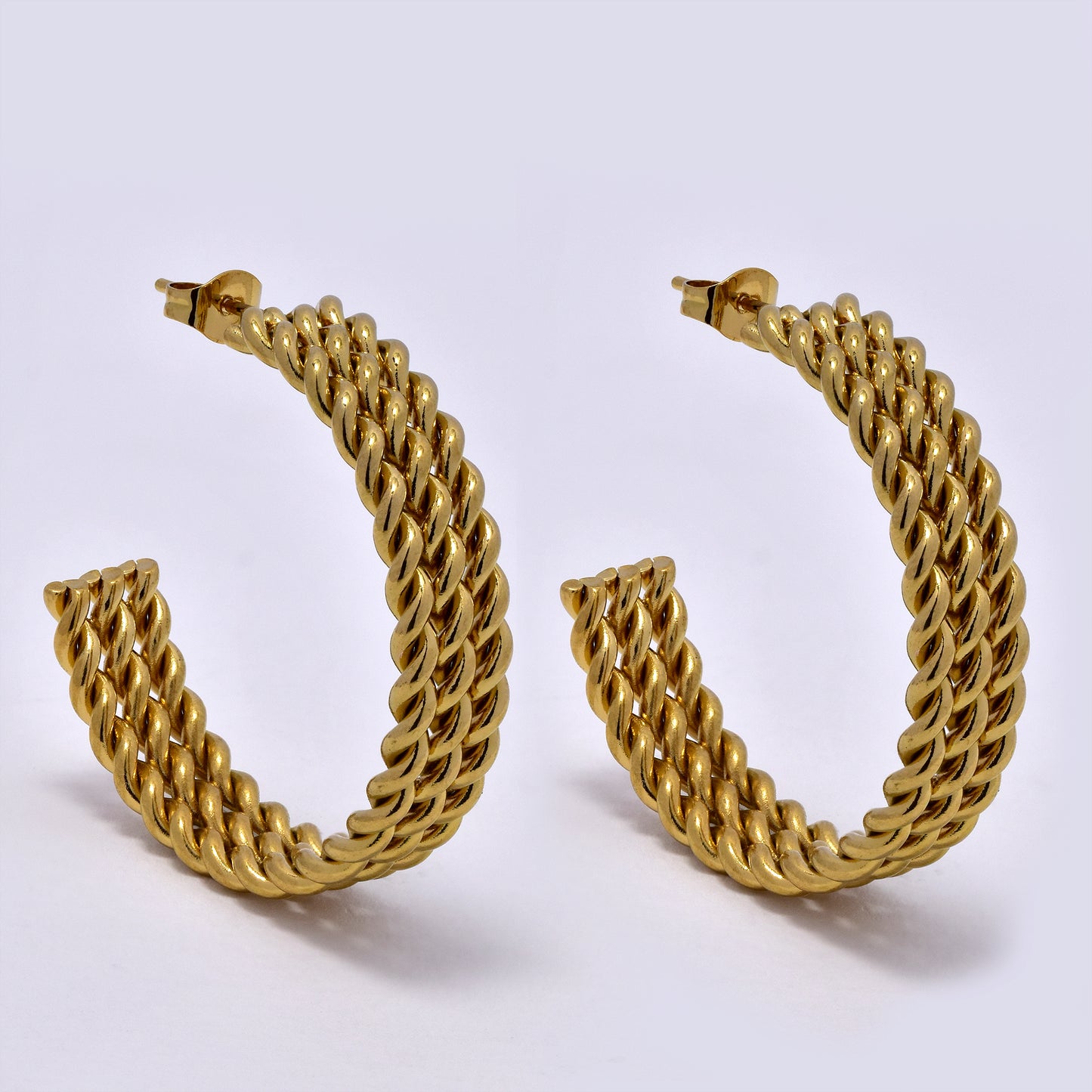 Stainless steel 36x8mm twisted rope hoops - SSYE5251