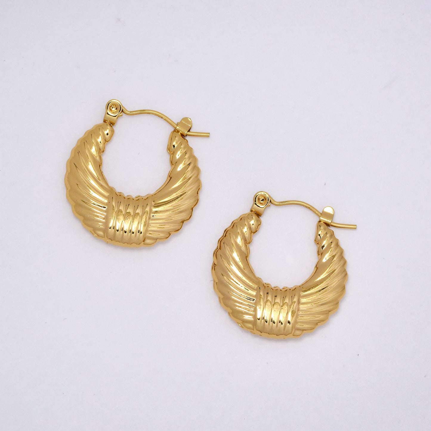Stainless steel 22mm textured creole hoops - SSYE5260