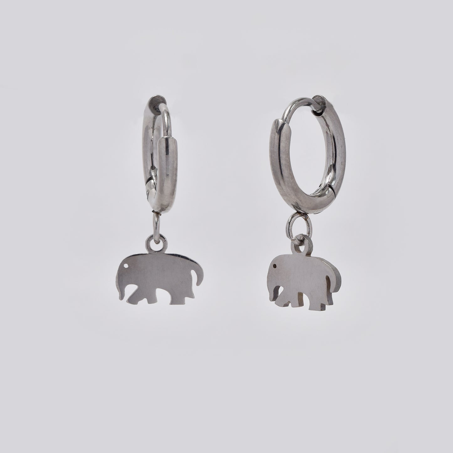 Stainless steel elephant charm hoop earring - SSYE5371