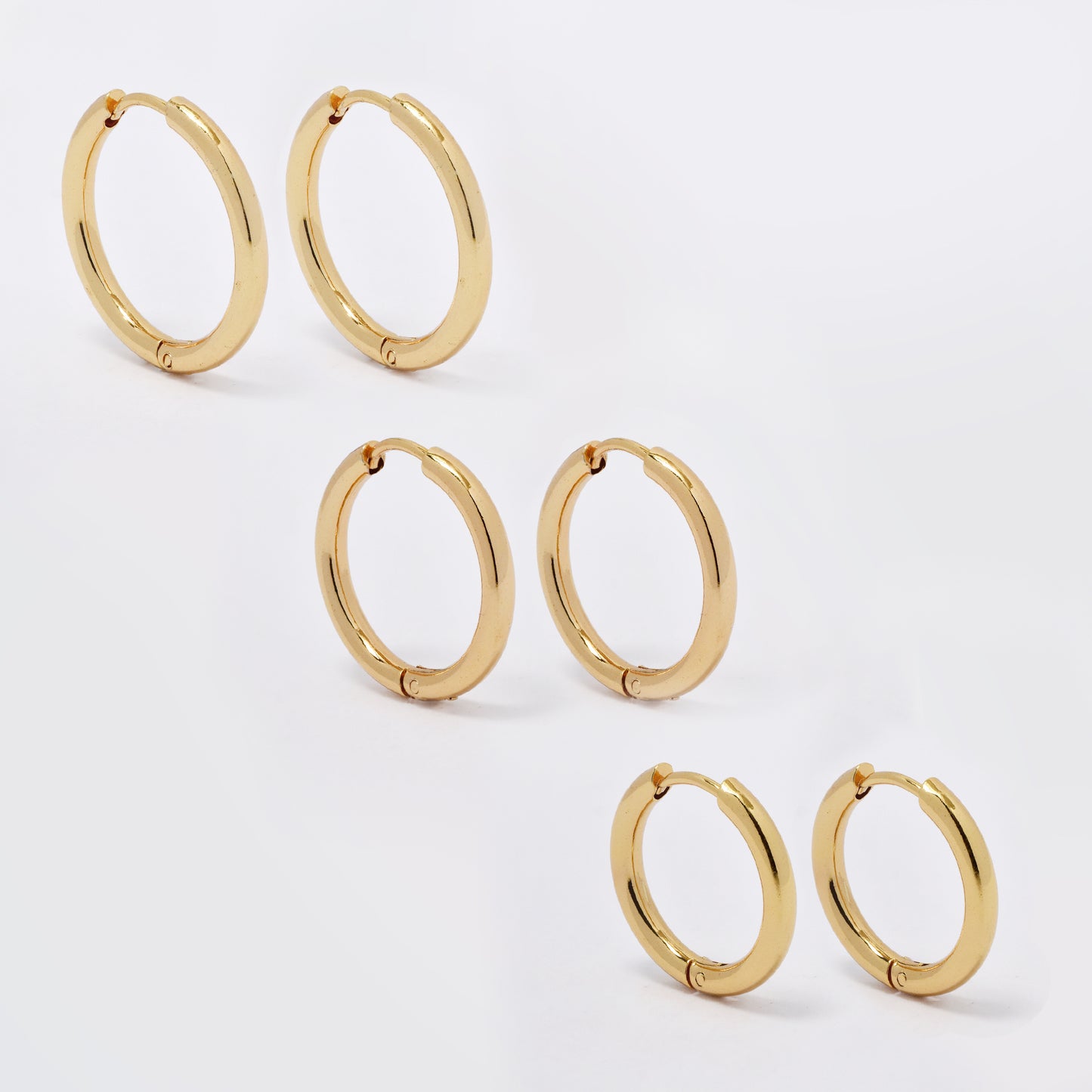 Steel 3 pack 2.5mm x 19mm and 21mm and 23mm gold sleeper earrings - SSYE5521A