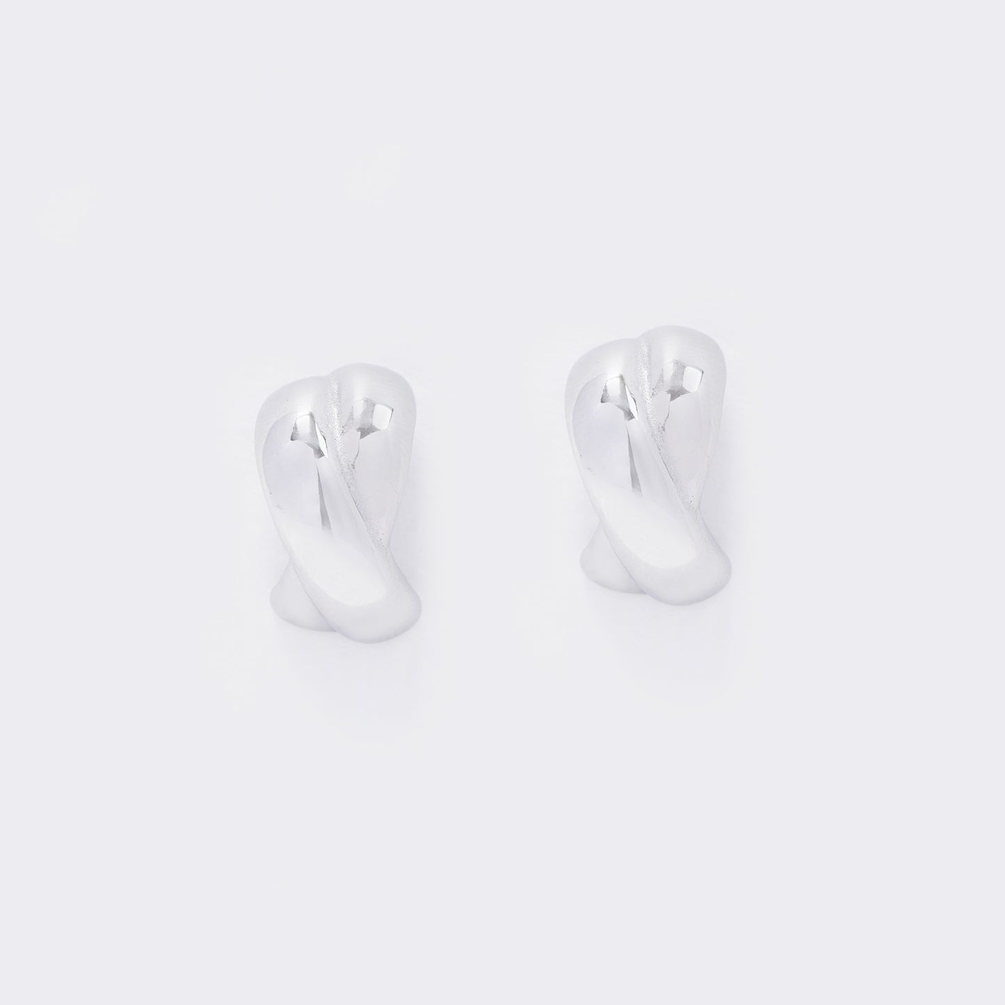Stainless steel 18mm cross over half hoop stud earring - SSYE5541