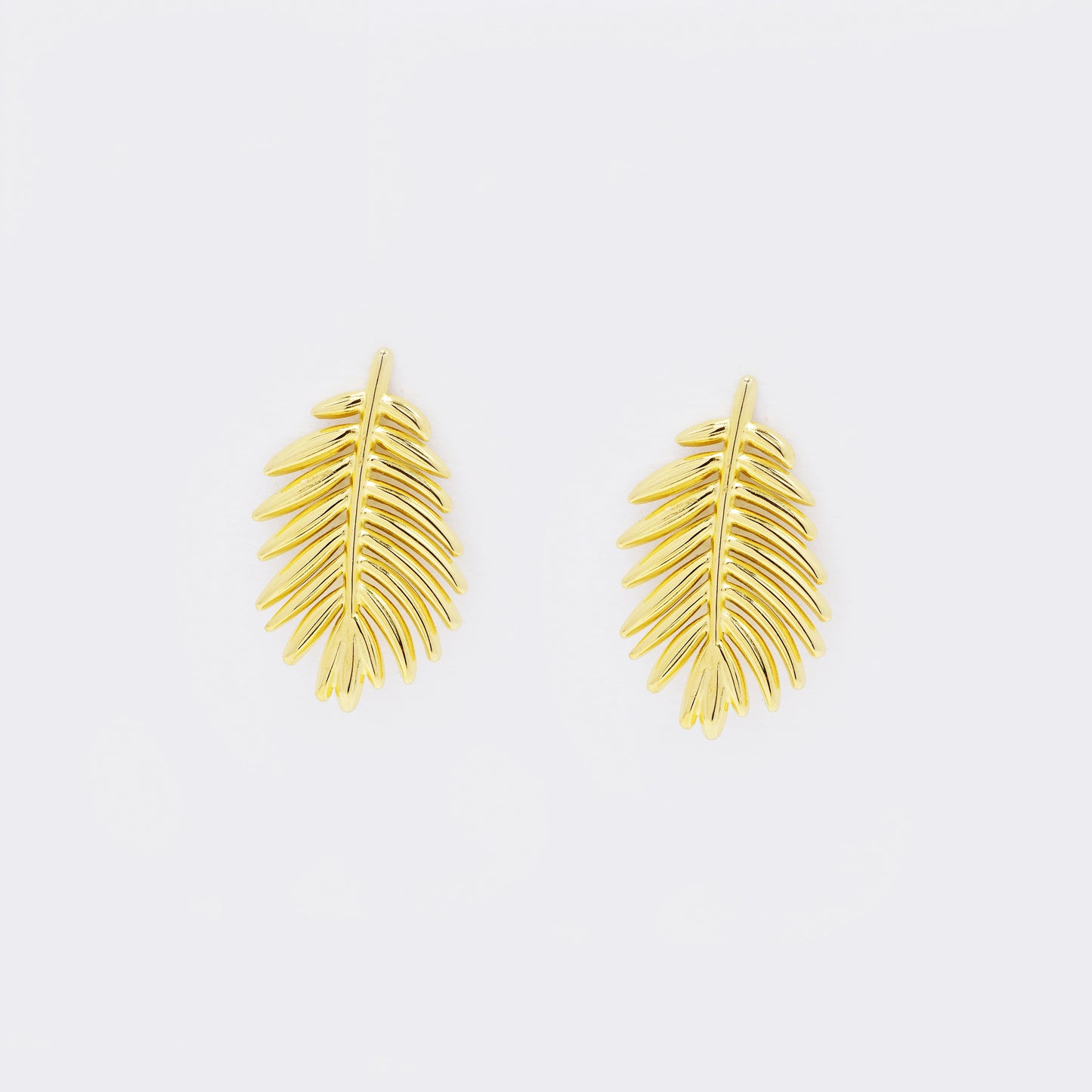 Stainless steel 25x15mm palm leaf stud earring - SSYE5542