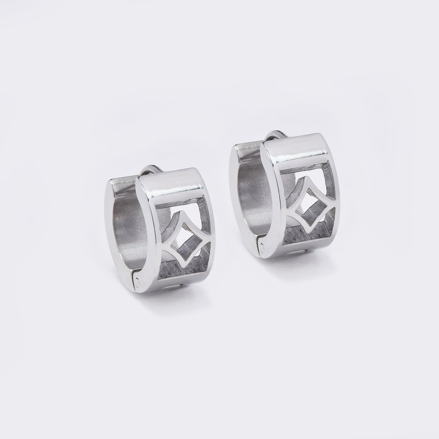 Steel 13x7mm diamond cutout huggies - SSYE5566