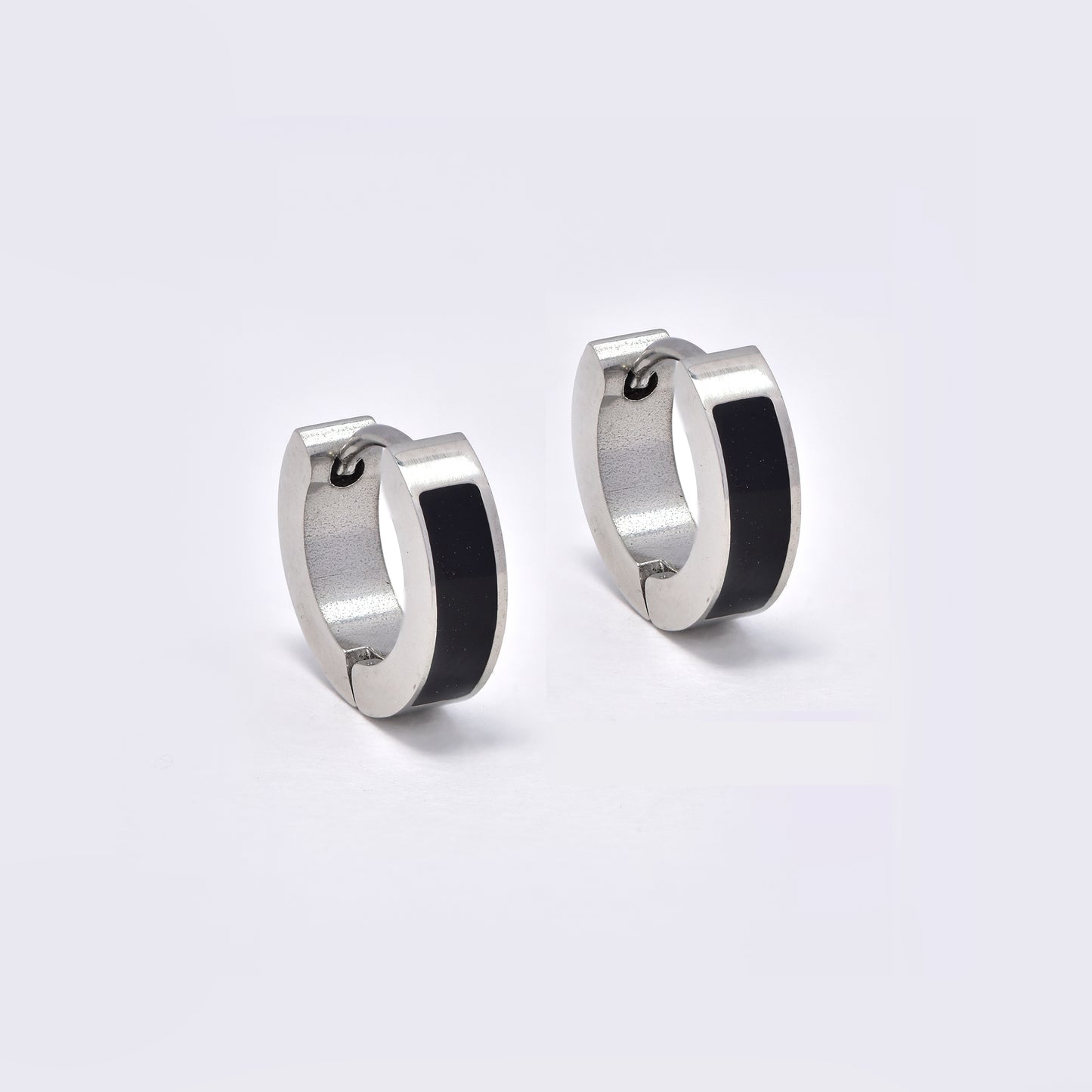 Steel 13.5x4mm enamel insert huggies - SSYE5568