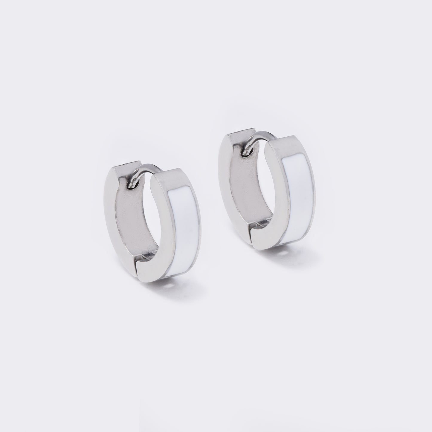 Steel 13.5x4mm enamel insert huggies - SSYE5568