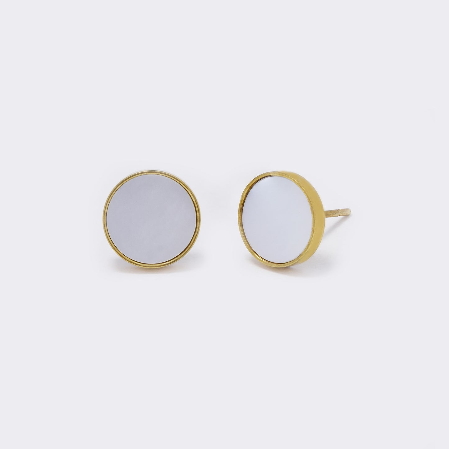 Steel 10mm round shell stud earrings - SSYE5569
