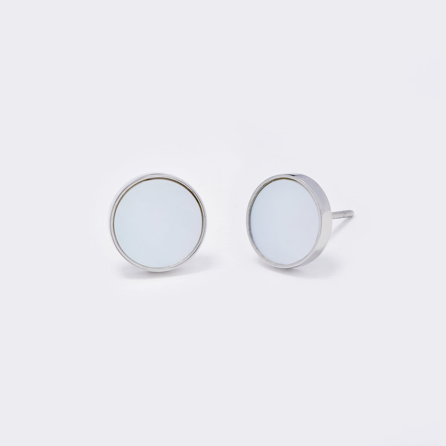 Steel 10mm round shell stud earrings - SSYE5569