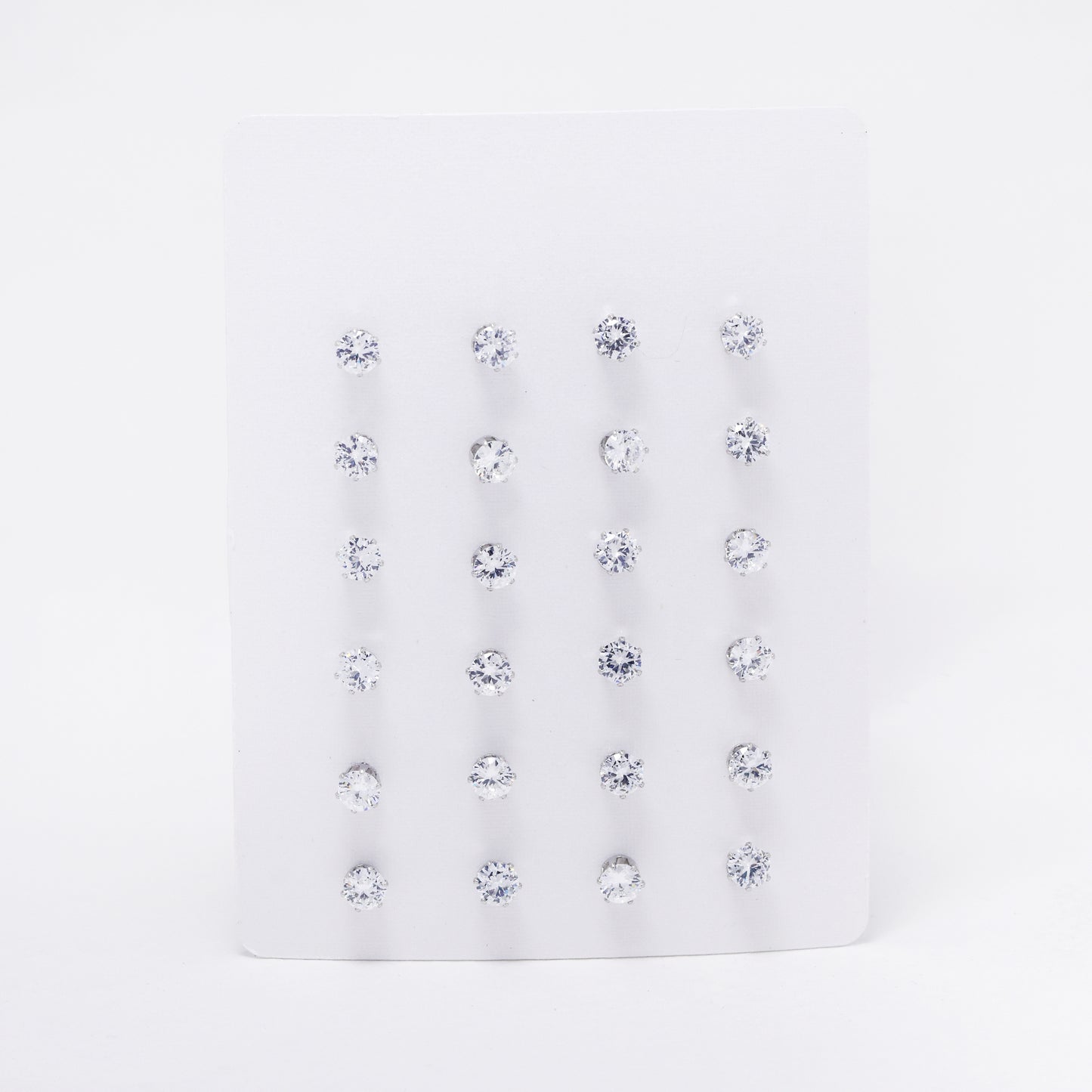 SSYE6143 - St Steel 12 pack 4mm 6 claw CZ studs