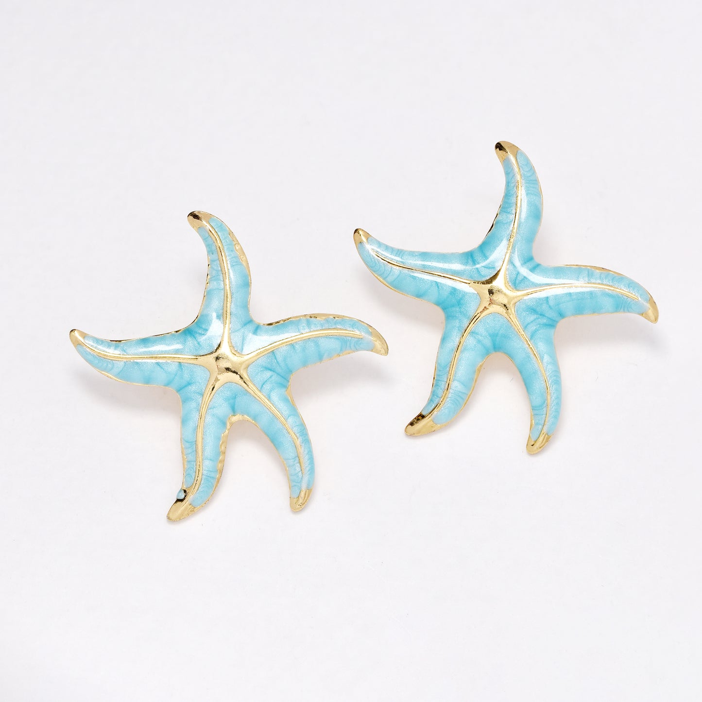 SSYE6385 - St Steel 34.2mm x 34.5mm colour starfish earring