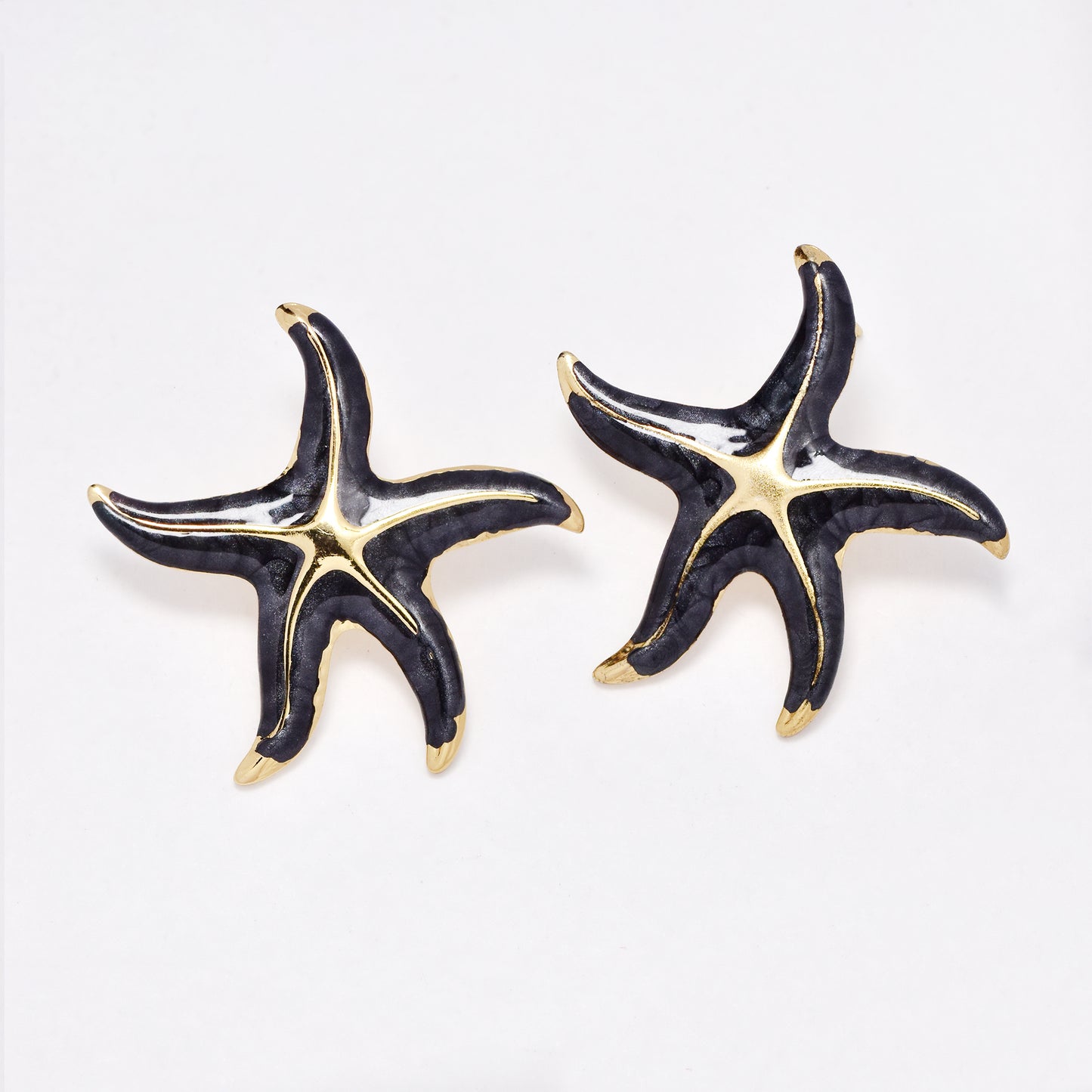 SSYE6385 - St Steel 34.2mm x 34.5mm colour starfish earring