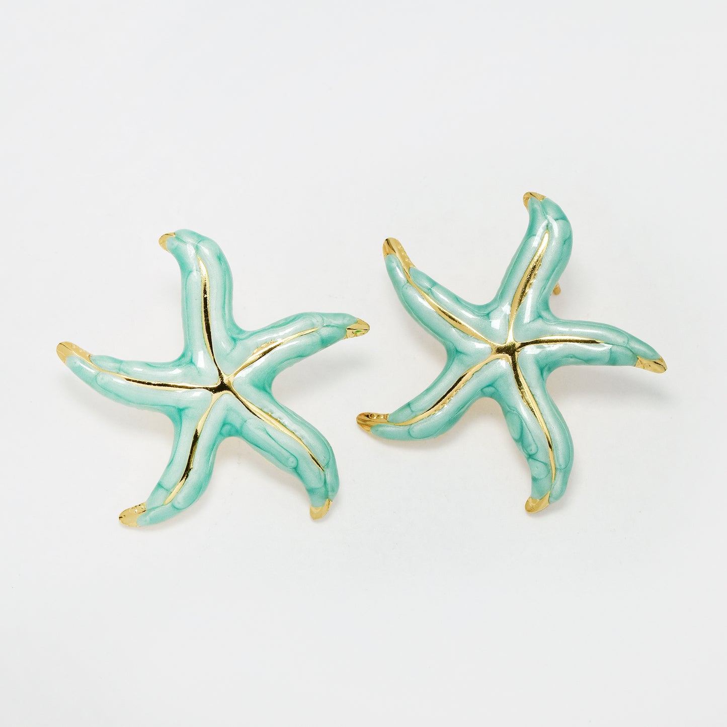SSYE6385 - St Steel 34.2mm x 34.5mm colour starfish earring