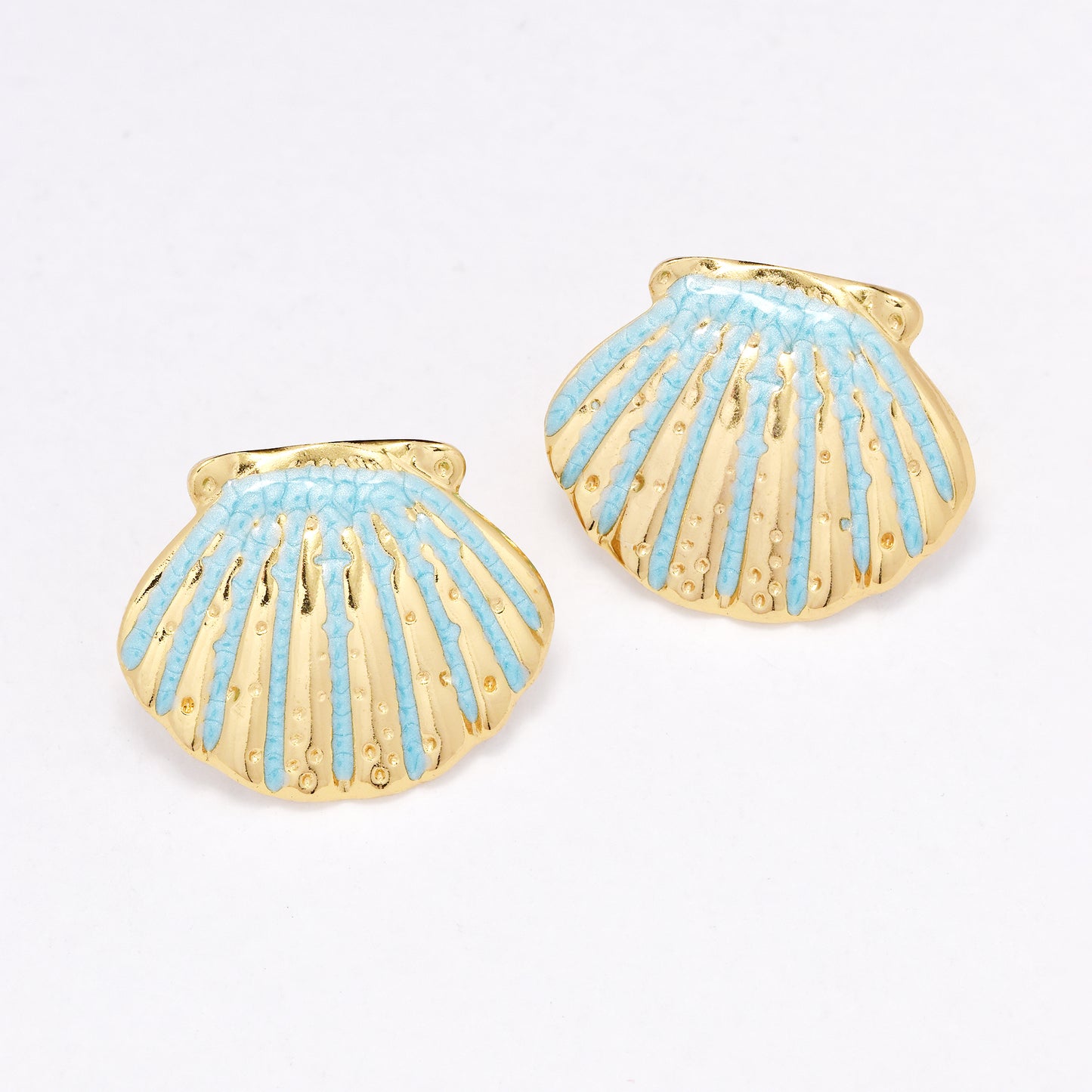 SSYE6386 - St Steel 20mm x 24.3mm medium scallop shell earring