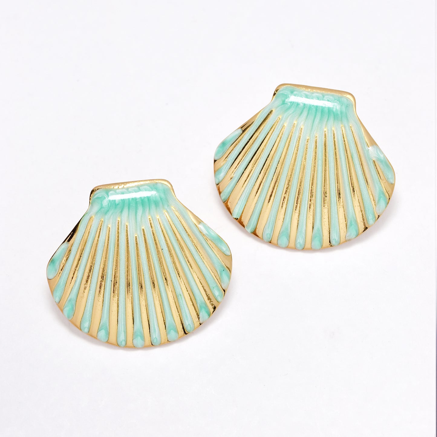 SSYE6387 - St Steel 29.3mm x 32mm large scallop shell earring