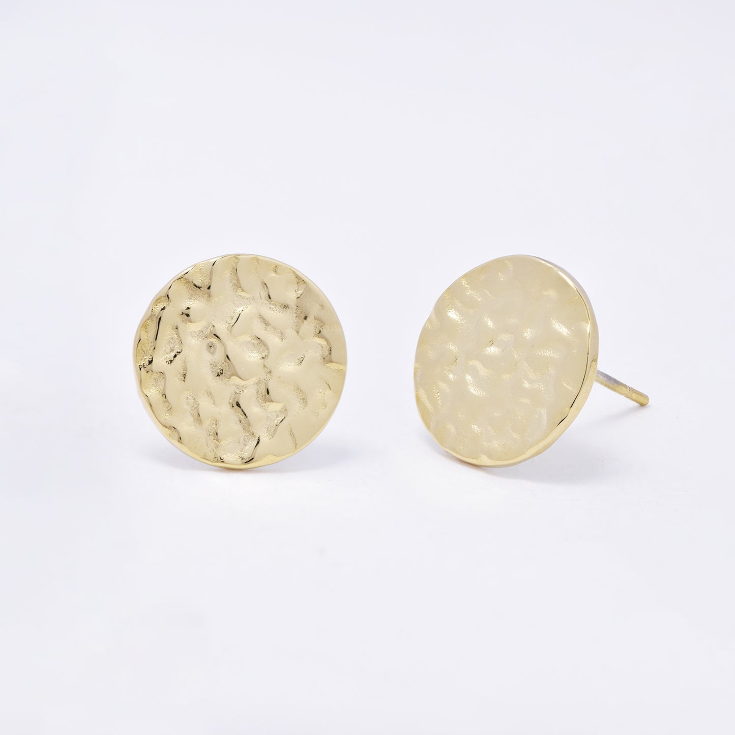 SSYE6960 - Steel 11.5mm round hammered stud earring