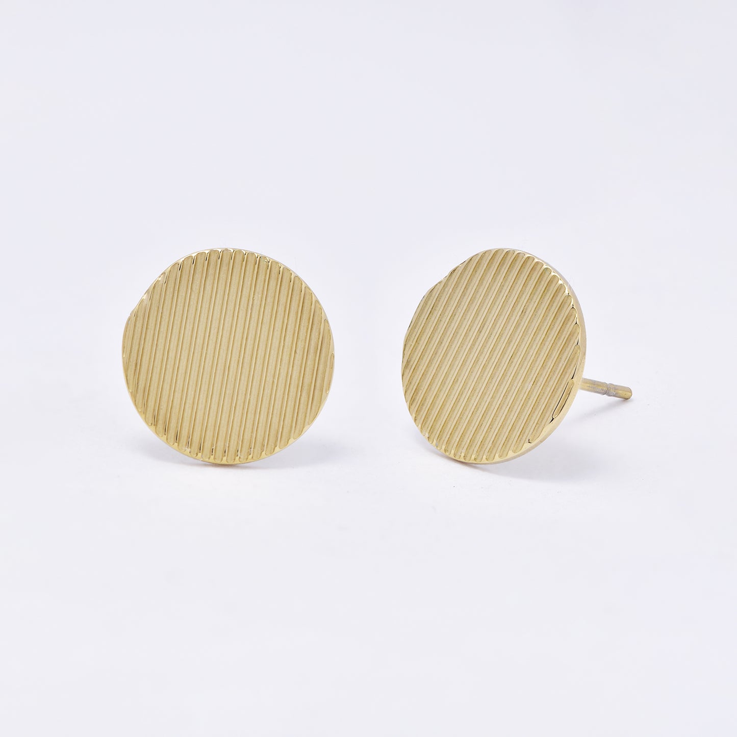 SSYE6961 - Steel 11mm round striped stud earring