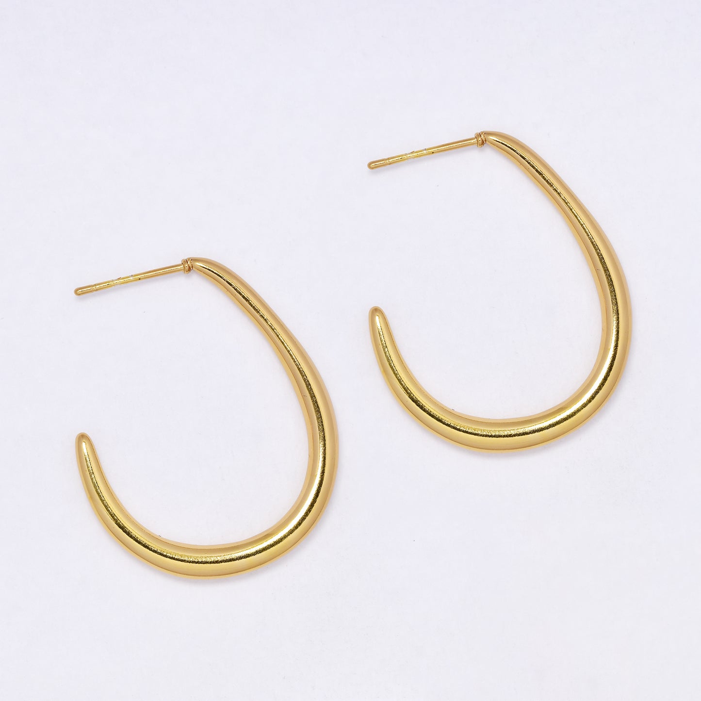 SSYE7090 - Steel 35mm x 3mm half hoop stud earrings