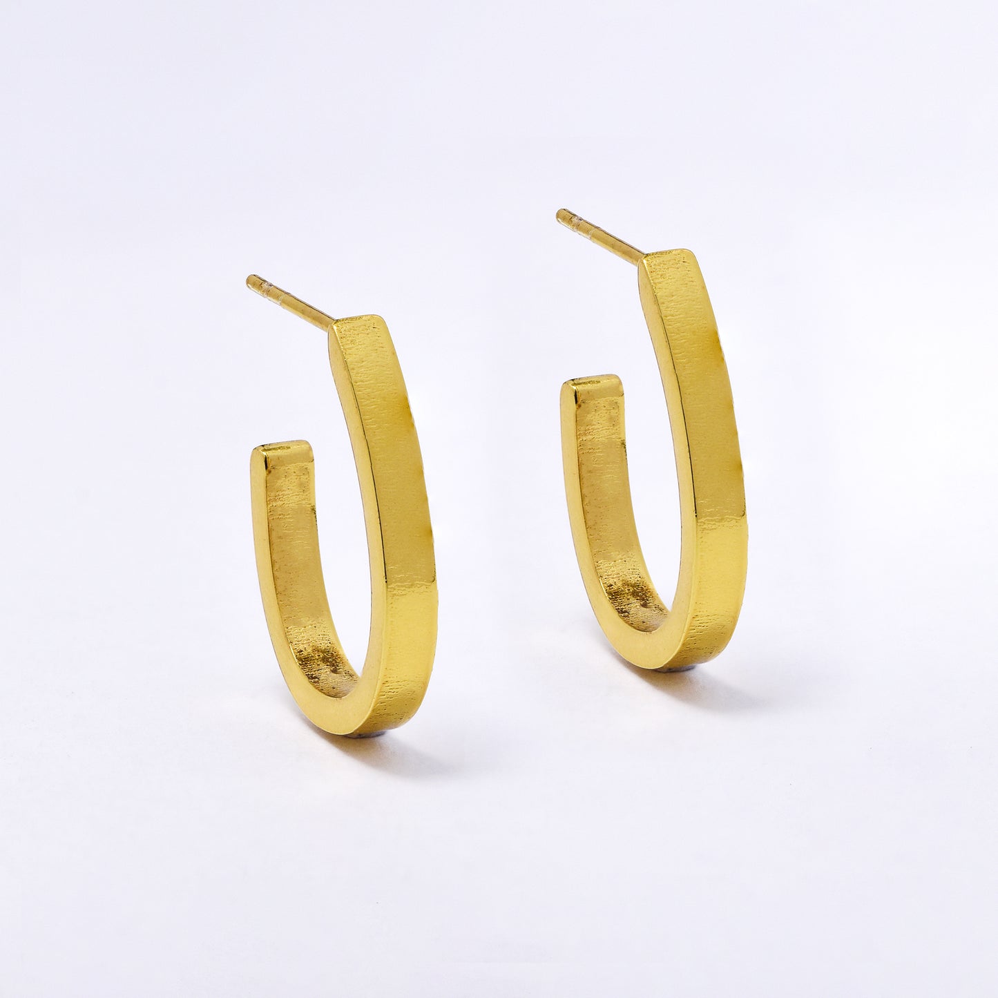 SSYE7099 - Steel 21mm x 3mm half hoop stud earrings