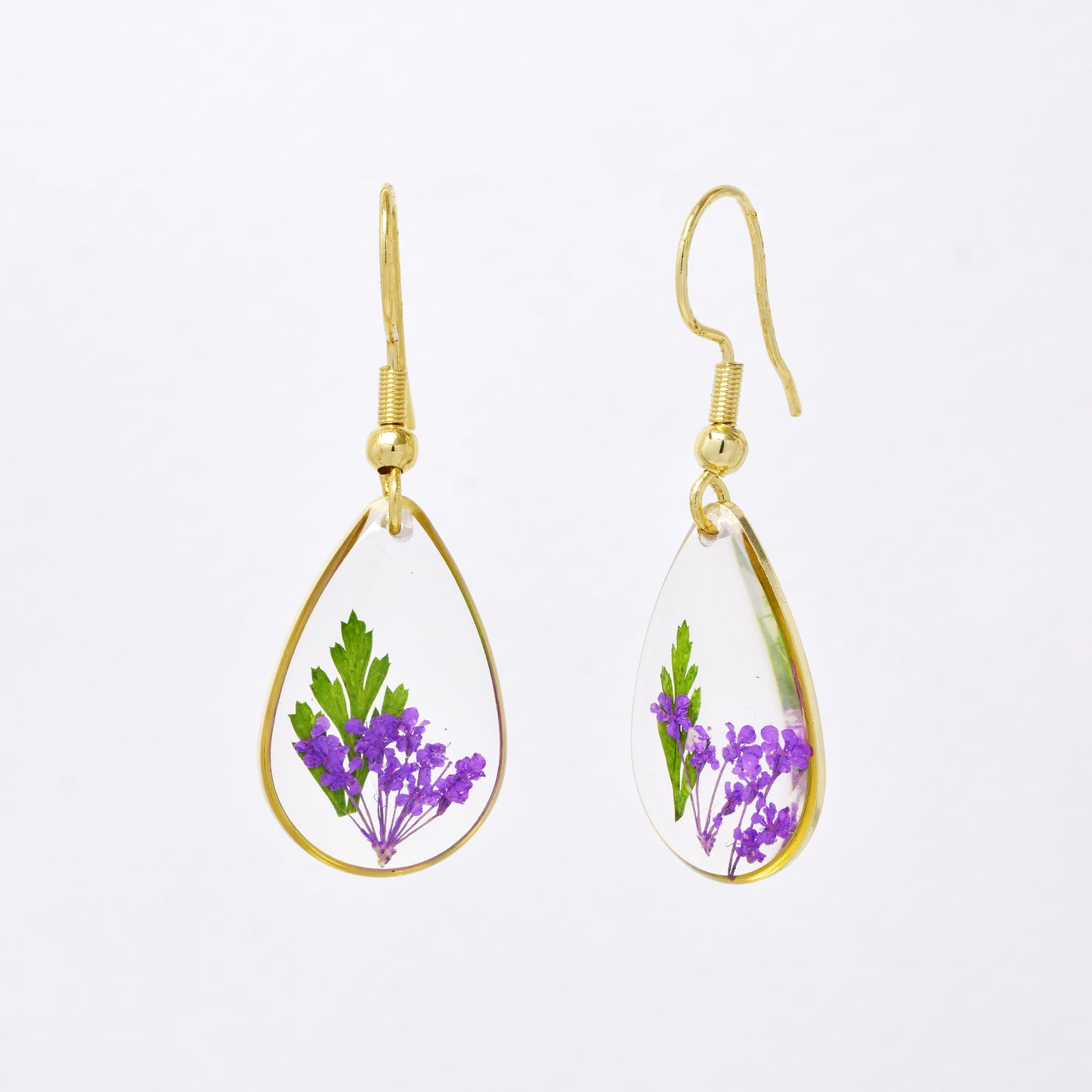 SSYE7433 - Steel 22mm x 16mm teardrop floral resin drop earring