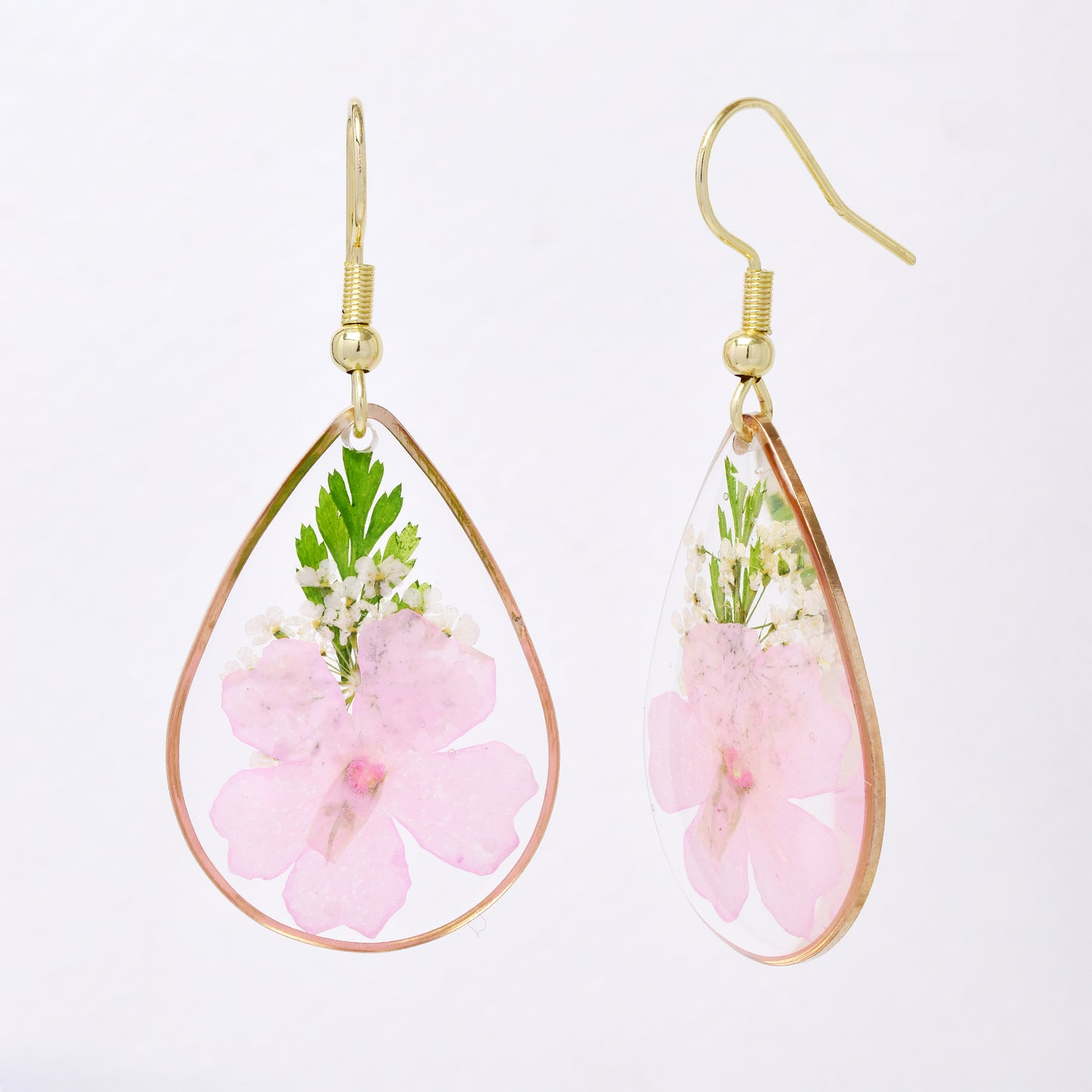 SSYE7434 - Steel 31mm x 22mm teardrop floral resin drop earring