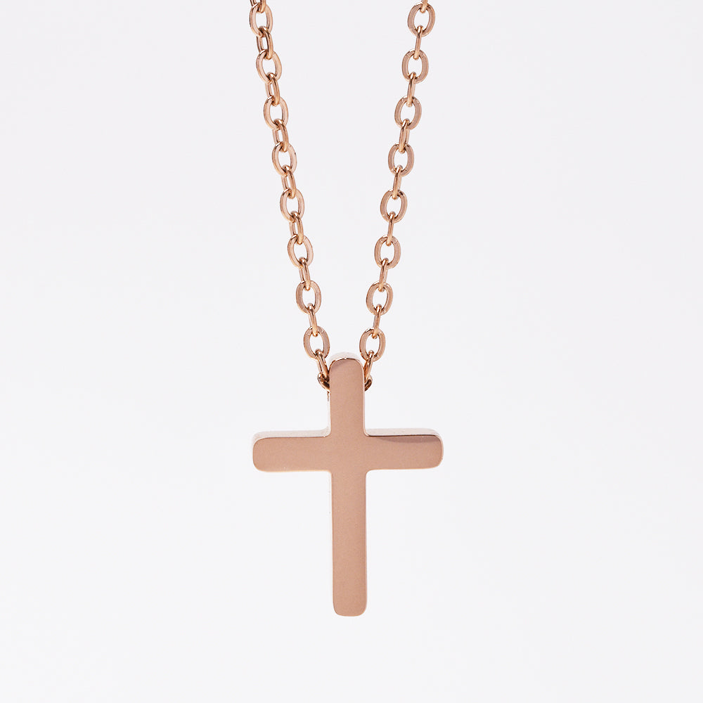 Stainless steel cross necklace - Cross: L17mm x W12mm chain: 45cm