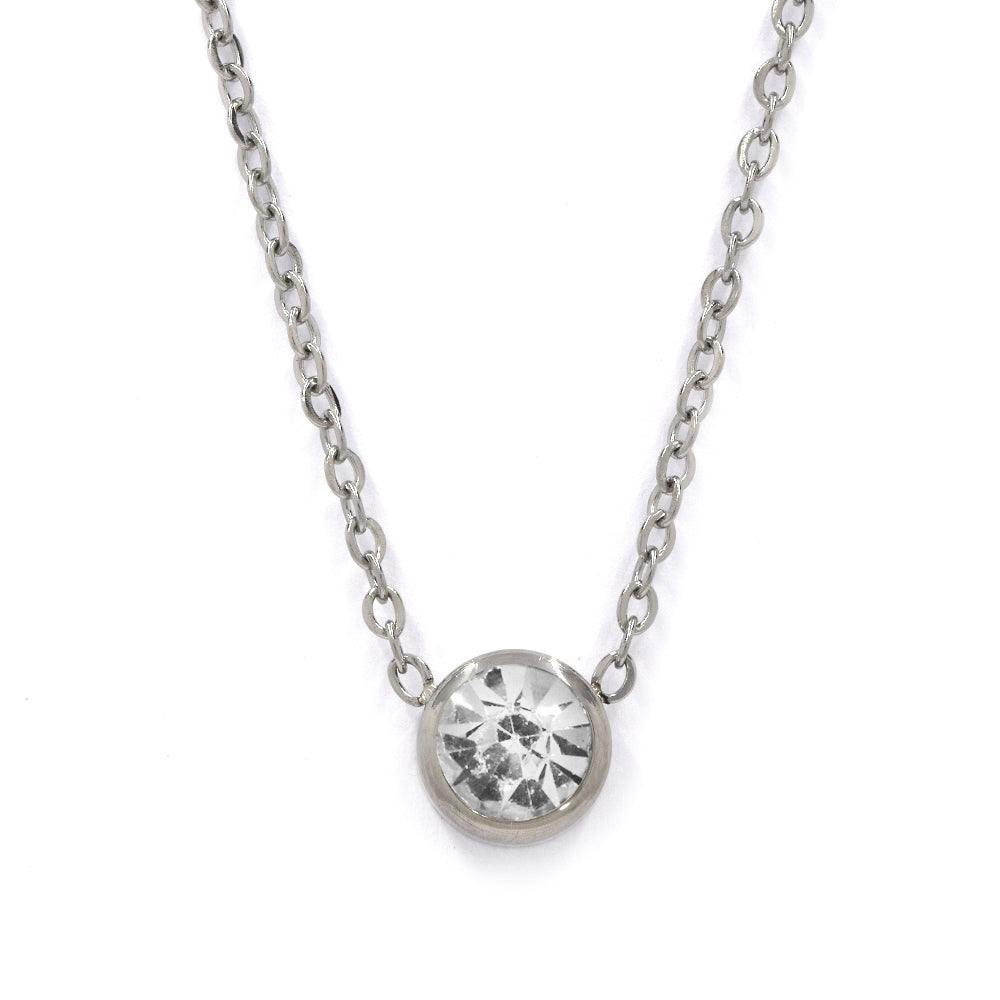 Stainless steel cubic solitaire necklace - SSYN2101