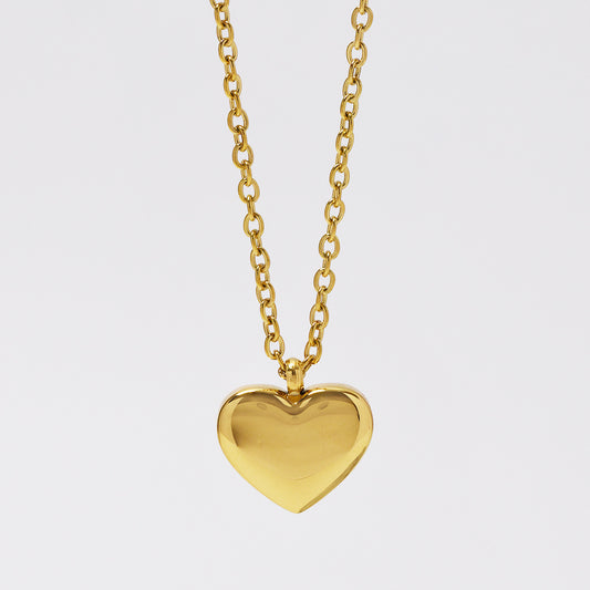 Stainless Steel solid heart necklace - heart: L12mm x W10mm chain: 45cm