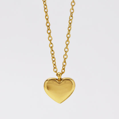 Stainless steel solid heart necklace - Heart: L12mm x W10mm chain: 45cm