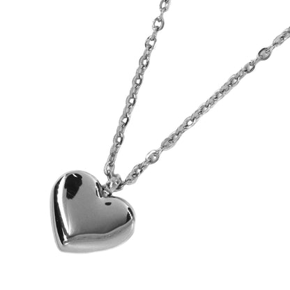 Stainless steel solid heart necklace - Heart: L12mm x W10mm chain: 45cm