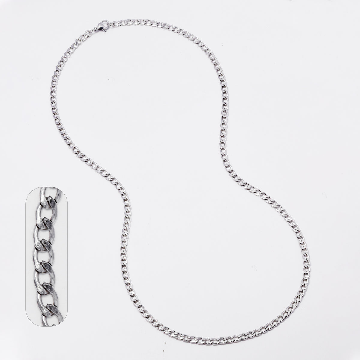 Stainless steel curb 4mm x 55cm chain - SSYN2133
