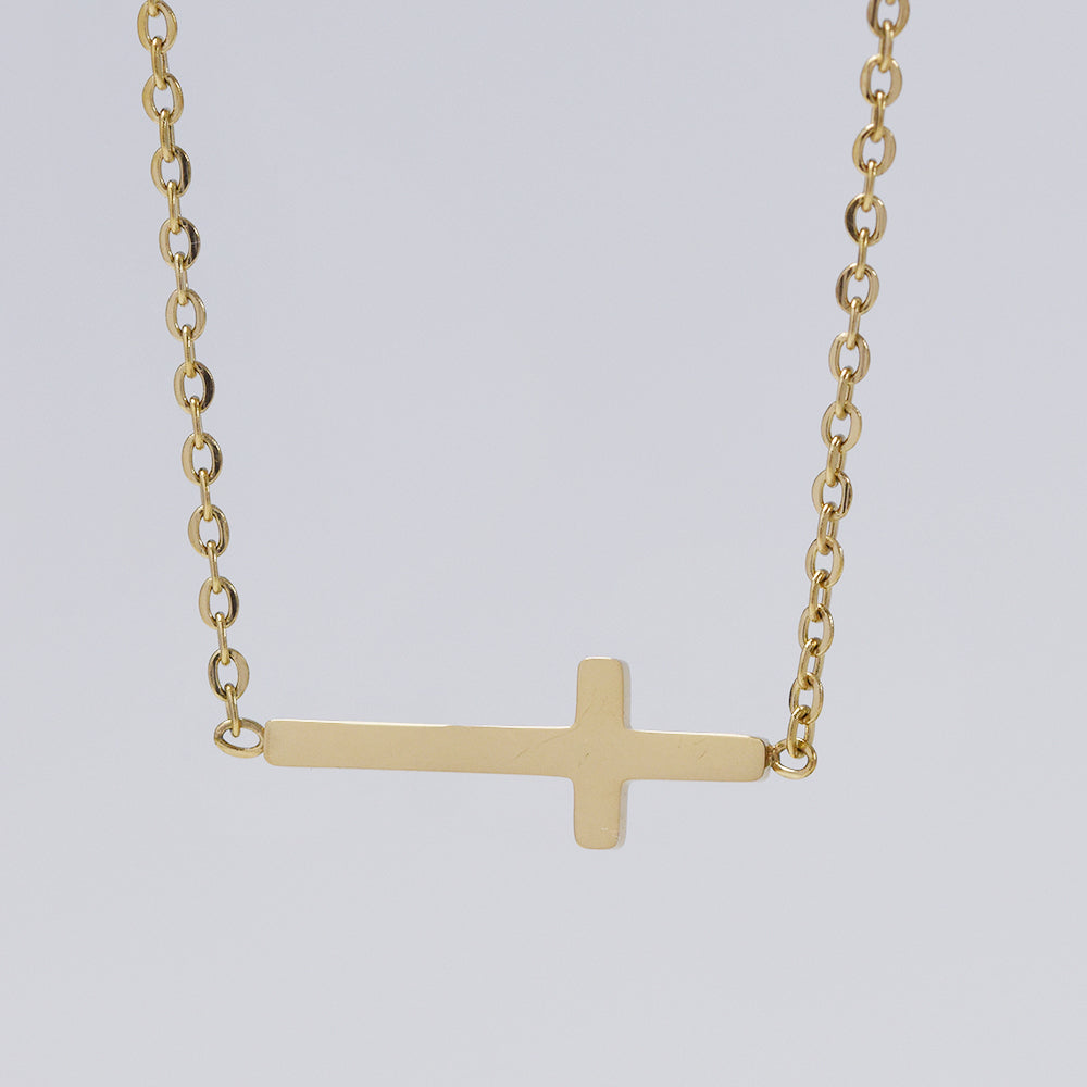Stainless steel 18mm cross with 39 cm + 6cm extension choker necklace - SSYN3556