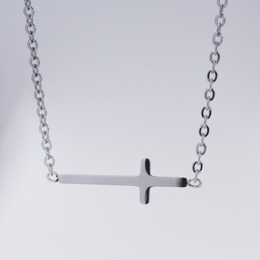Stainless steel 18mm cross with 39 cm + 6cm extension choker necklace - SSYN3556