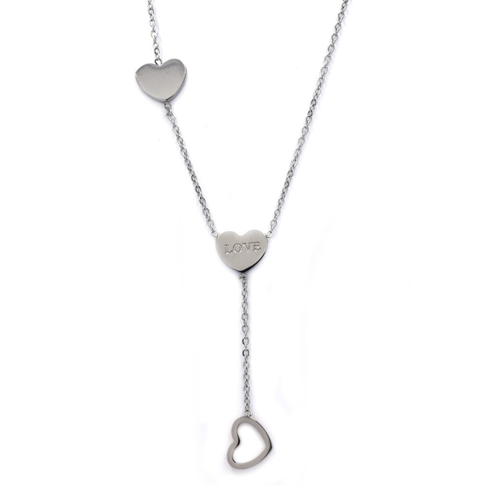Stainless steel LOVE heart Y necklace