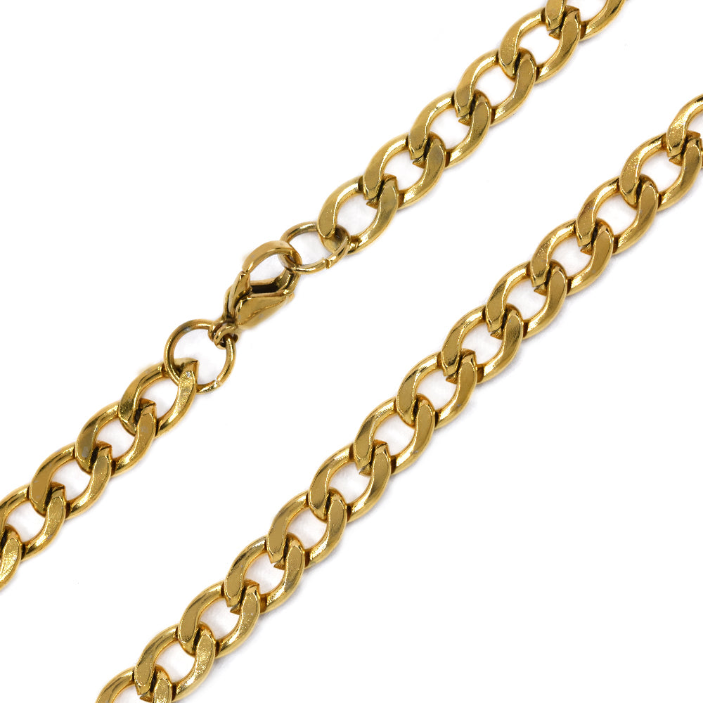 Stainless steel gold curb 6mm x 55cm chain - SSYN4584
