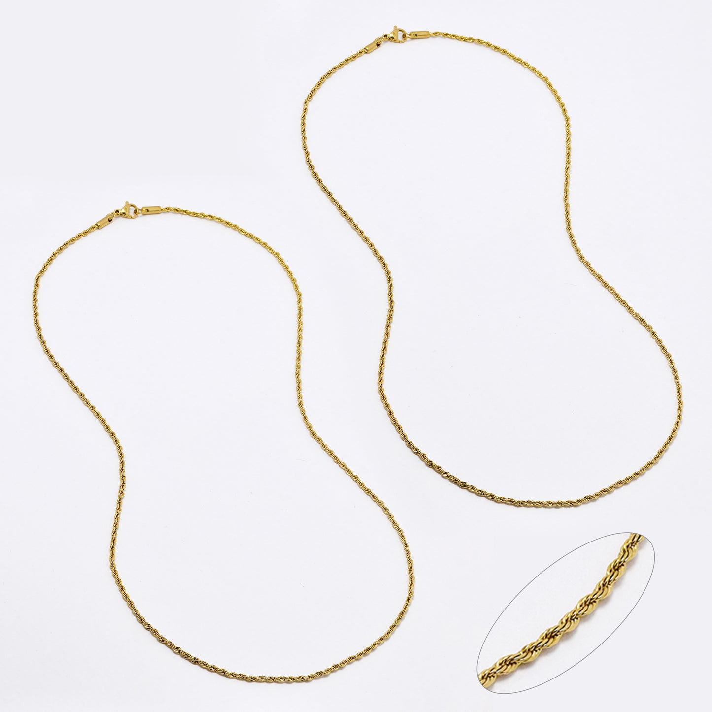 2 Pack Stainless steel rope 2mm x 55cm chain - SSYN4588