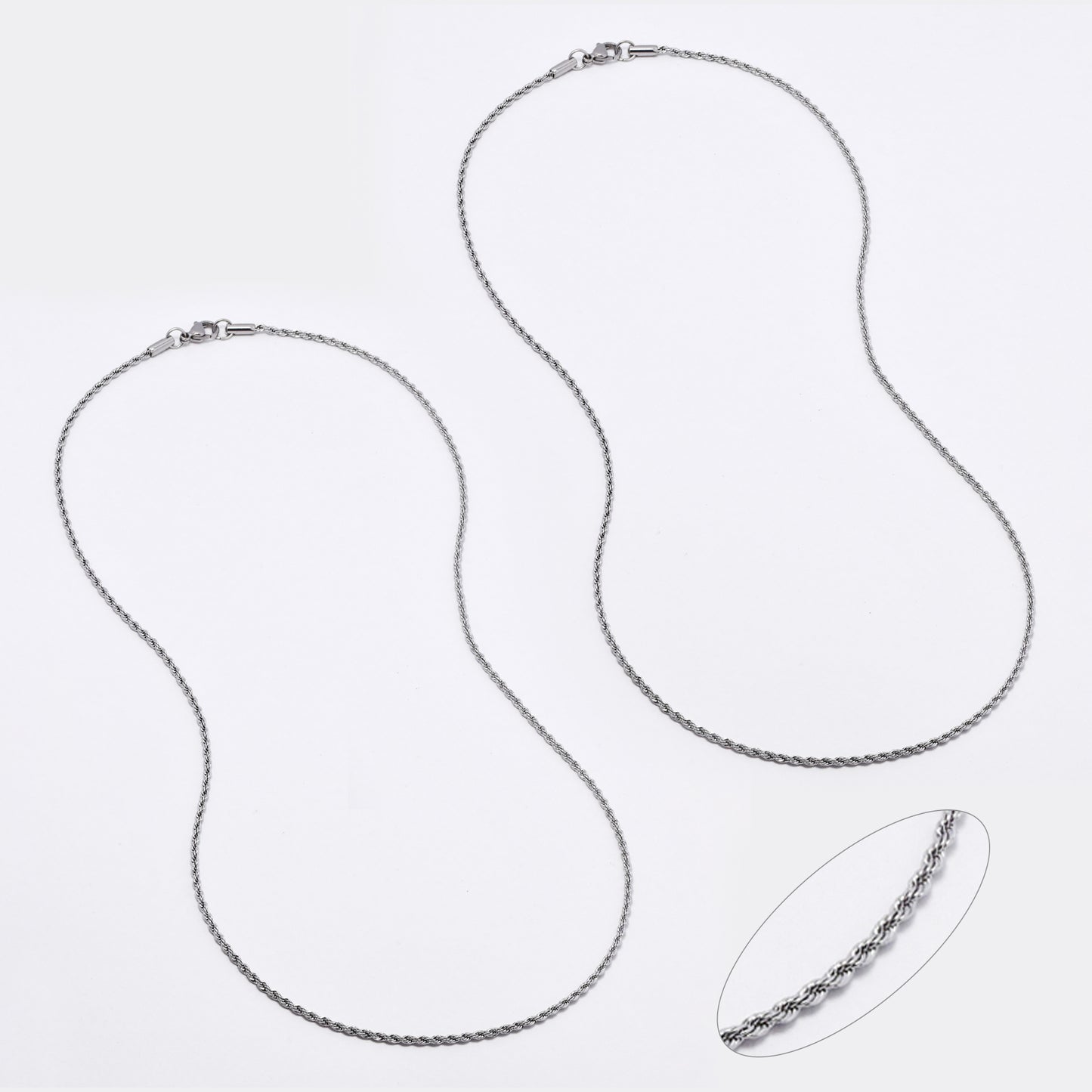 2 Pack Stainless steel rope 2mm x 55cm chain - SSYN4588