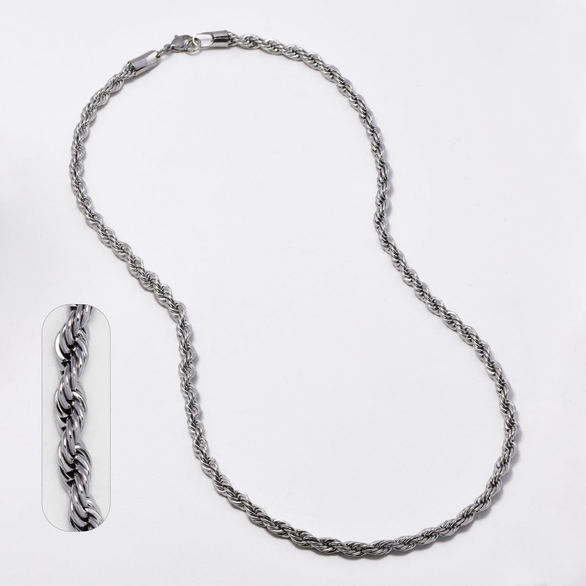 Stainless steel 5mm x 55cm rope chain - SSYN4590